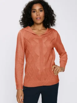 Langarm-Pullover mit Umlegekragen