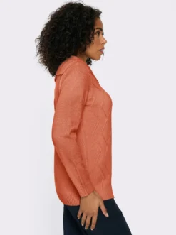 Langarm-Pullover mit Umlegekragen