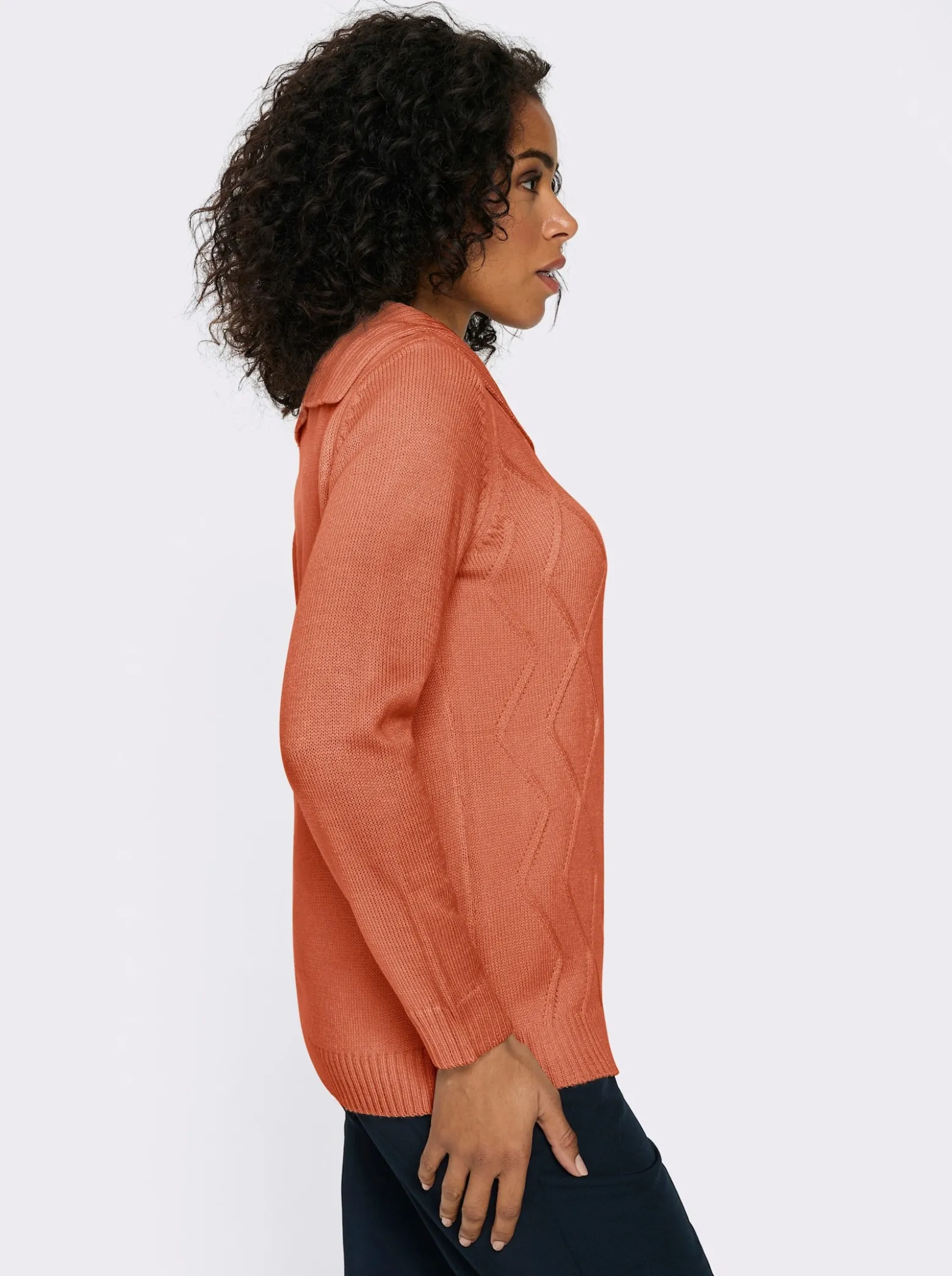 Langarm-Pullover mit Umlegekragen