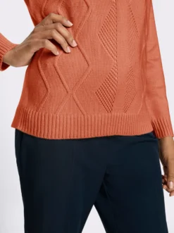 Langarm-Pullover mit Umlegekragen