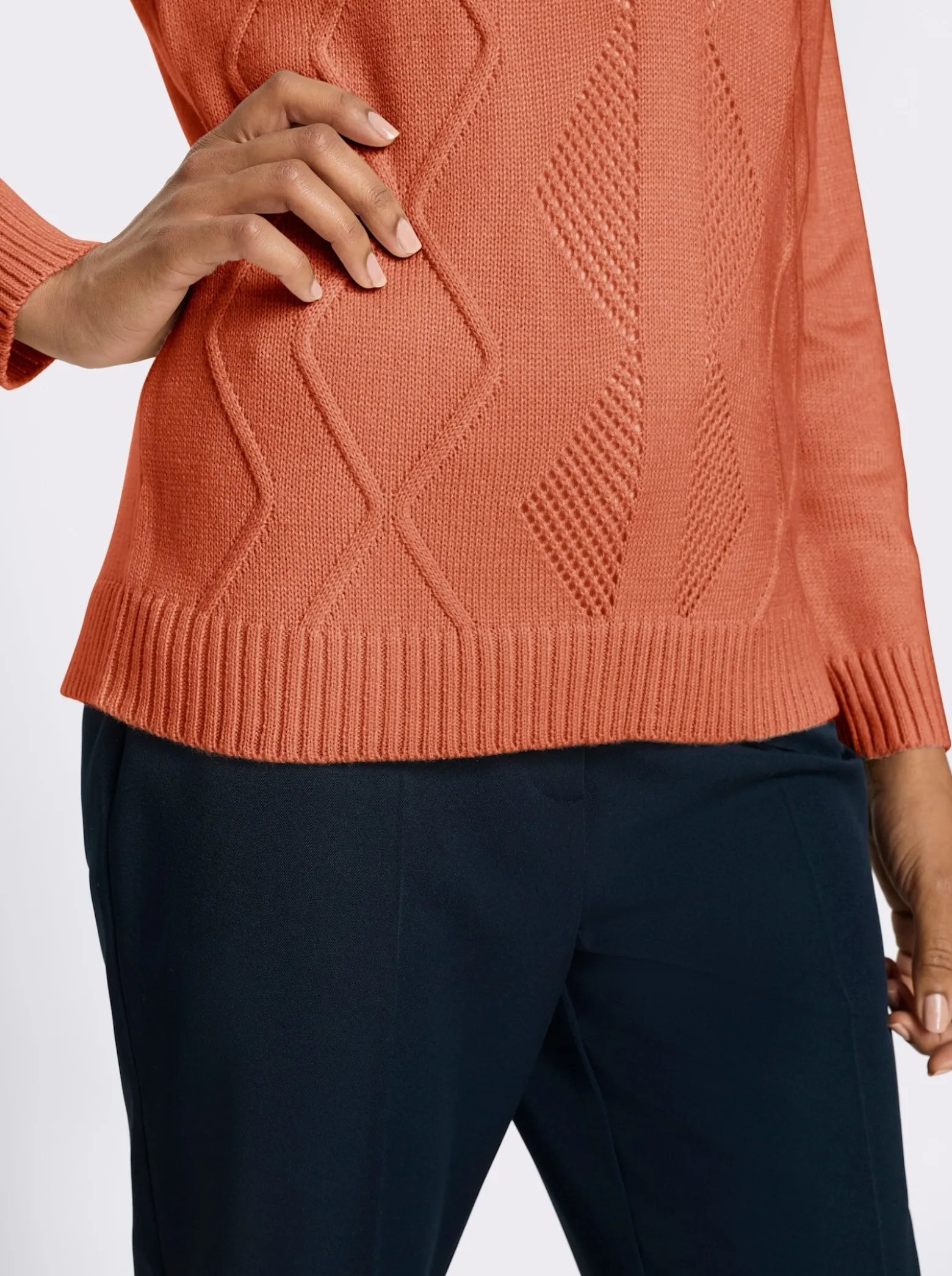 Langarm-Pullover mit Umlegekragen