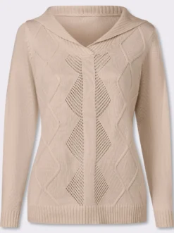 Langarm-Pullover mit Umlegekragen