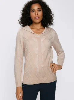 Langarm-Pullover mit Umlegekragen
