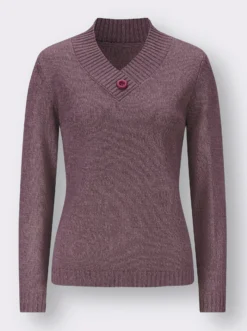 Langarm-Pullover mit V-Ausschnitt