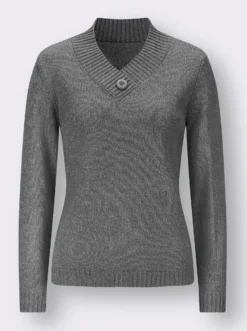 Langarm-Pullover mit V-Ausschnitt