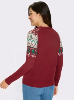 Langarm-Pullover mit weihnachtlichem Norwegermuster