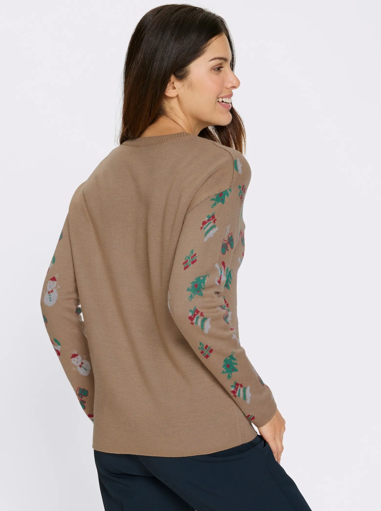 Langarm-Pullover mit weihnachtlichem Jacquardmuster