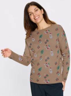 Langarm-Pullover mit weihnachtlichem Jacquardmuster