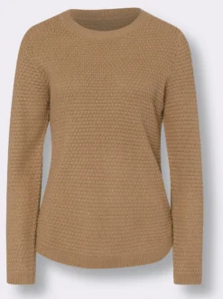 Langarm-Pullover mit Zierknöpfen am Saum