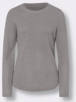 Langarm-Pullover mit Zierknöpfen am Saum