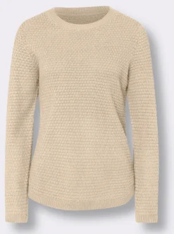Langarm-Pullover mit Zierknöpfen am Saum