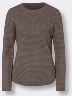 Langarm-Pullover mit Zierknöpfen am Saum