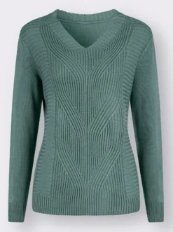 Langarm-Pullover mit Zopfmuster