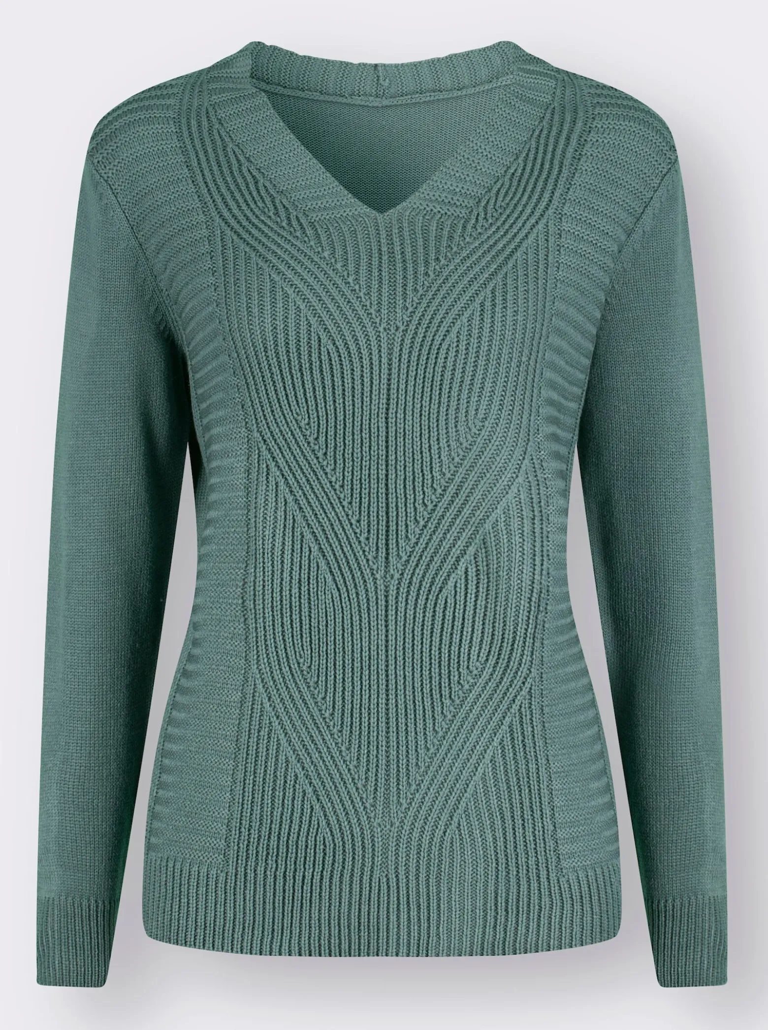 Langarm-Pullover mit Zopfmuster