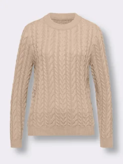 Langarm-Pullover mit Zopfmuster