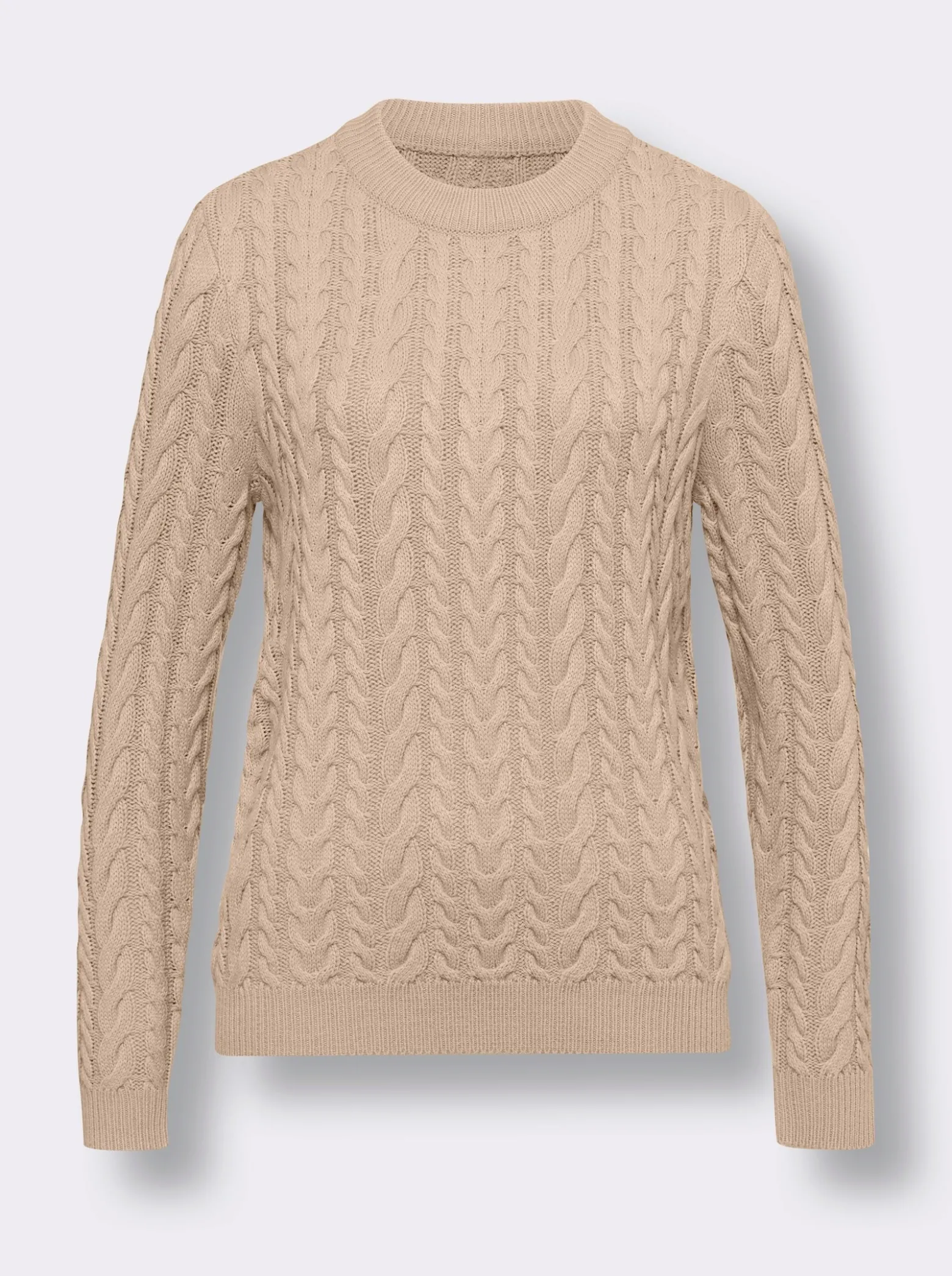 Langarm-Pullover mit Zopfmuster