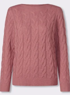 Langarm-Pullover mit Zopfmuster