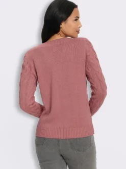 Langarm-Pullover mit Zopfmuster