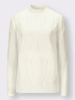 Langarm-Pullover mit Zopfmuster