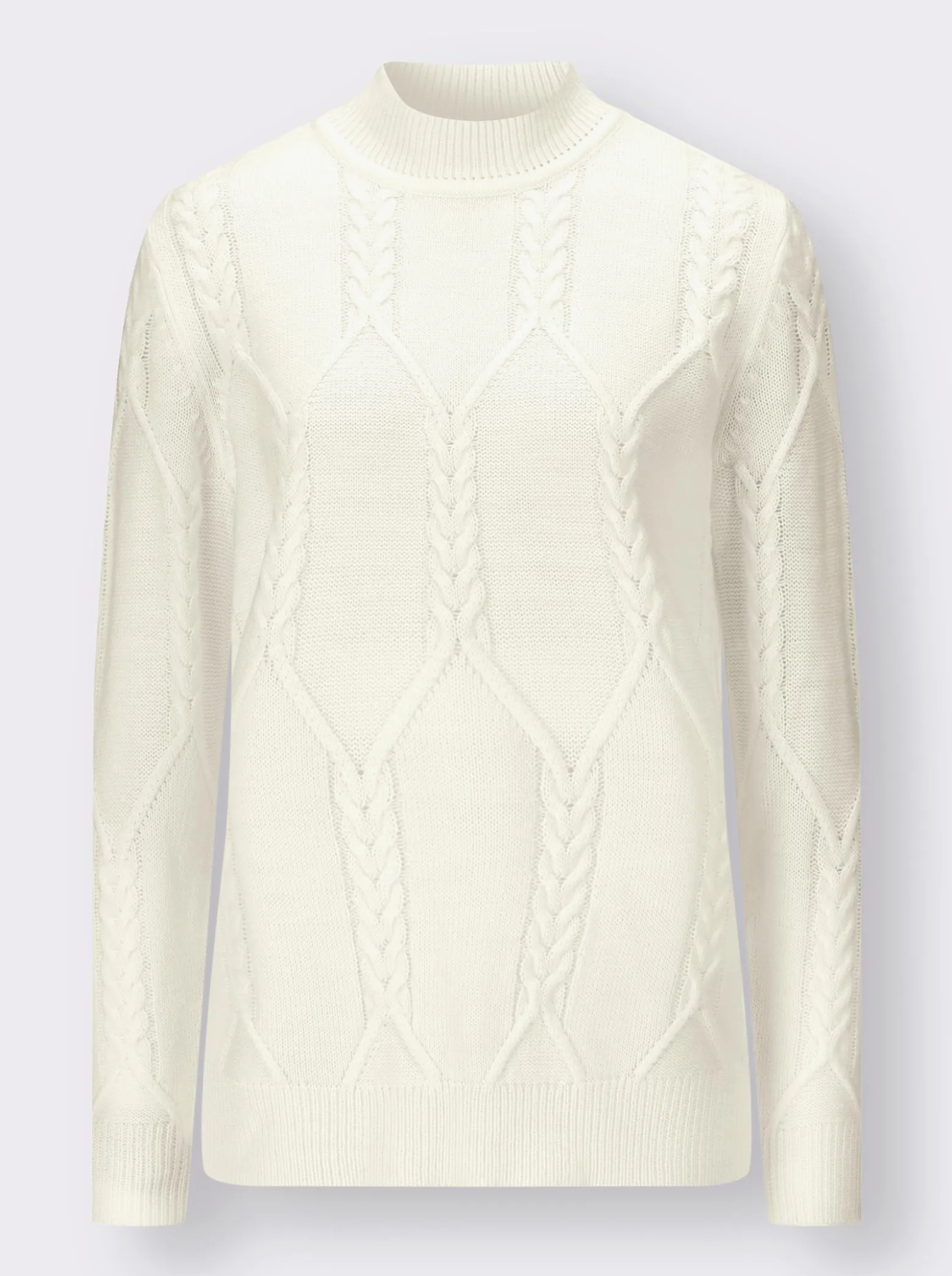 Langarm-Pullover mit Zopfmuster