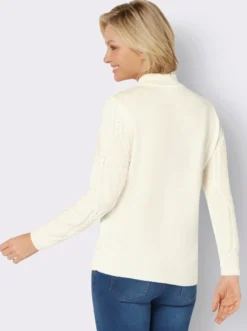 Langarm-Pullover mit Zopfmuster