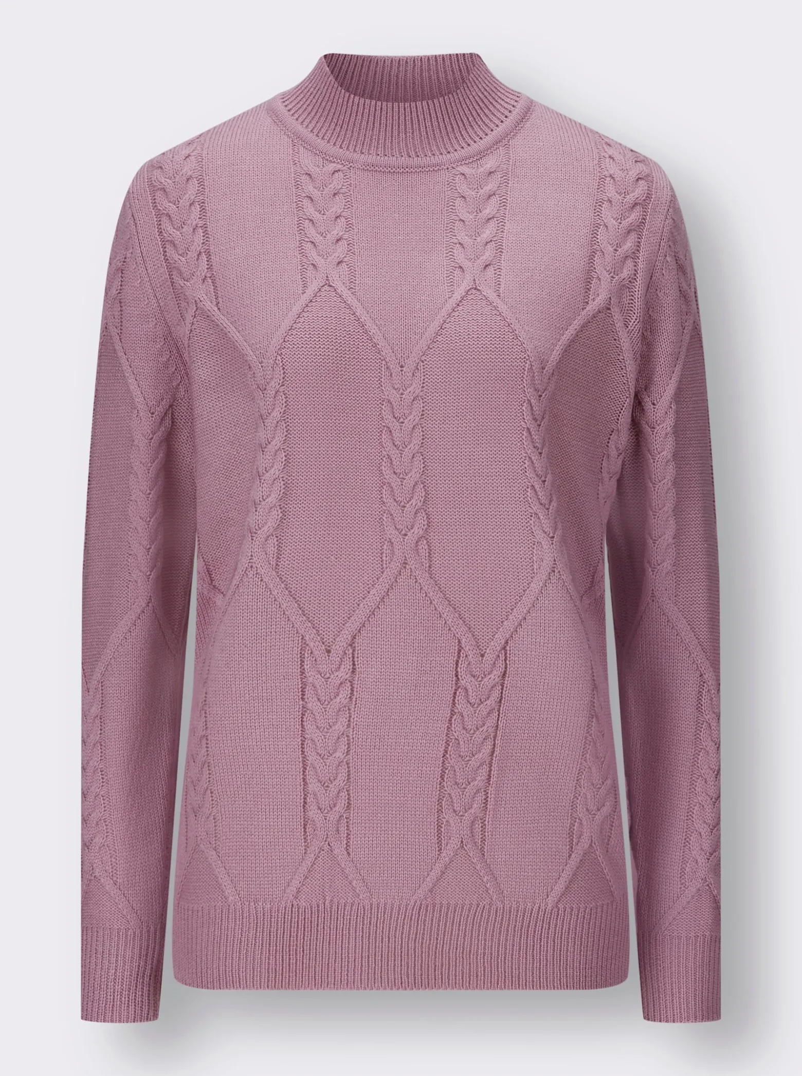 Langarm-Pullover mit Zopfmuster