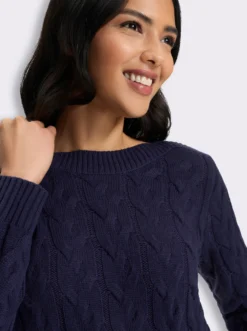 Langarm-Pullover mit Zopfmuster
