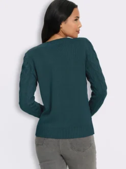 Langarm-Pullover mit Zopfmuster