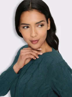 Langarm-Pullover mit Zopfmuster