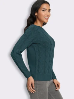Langarm-Pullover mit Zopfmuster