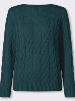 Langarm-Pullover mit Zopfmuster