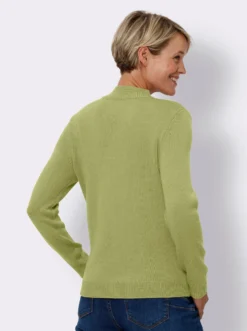 Langarm-Pullover mit Zopfmuster im Vorderteil