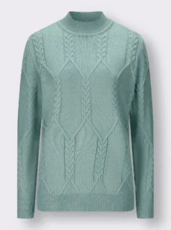Langarm-Pullover mit Zopfmuster