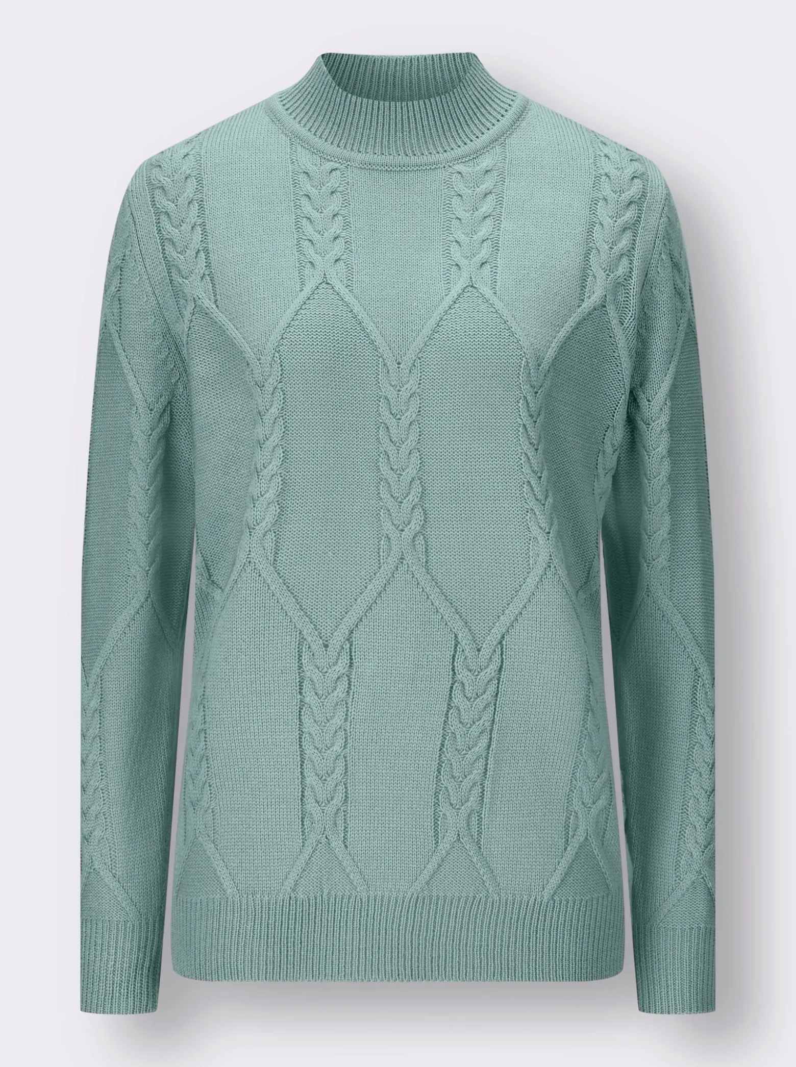 Langarm-Pullover mit Zopfmuster