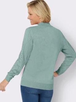 Langarm-Pullover mit Zopfmuster
