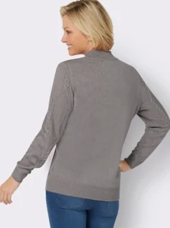 Langarm-Pullover mit Zopfmuster