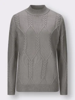 Langarm-Pullover mit Zopfmuster