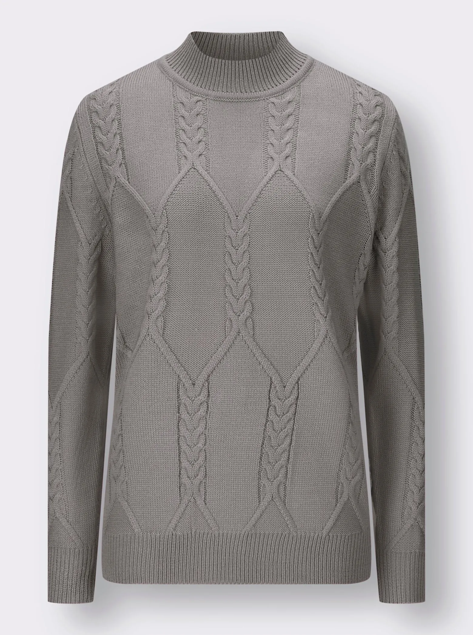 Langarm-Pullover mit Zopfmuster