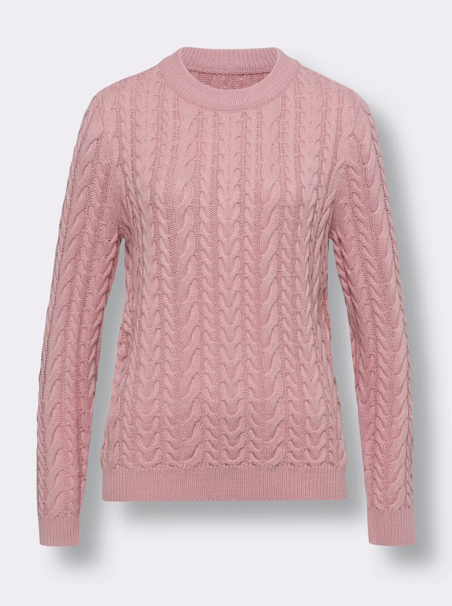 Langarm-Pullover mit Zopfmuster