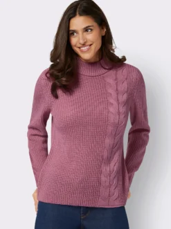 Langarm-Pullover mit Zopfmuster