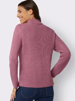 Langarm-Pullover mit Zopfmuster