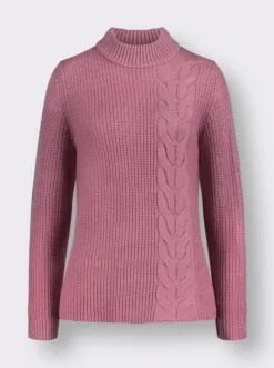 Langarm-Pullover mit Zopfmuster