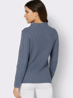 Langarm-Pullover mit Zopfmuster