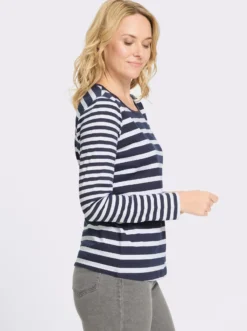 Langarmshirt aus reiner Baumwolle, gestreift