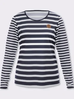 Langarmshirt aus reiner Baumwolle, gestreift