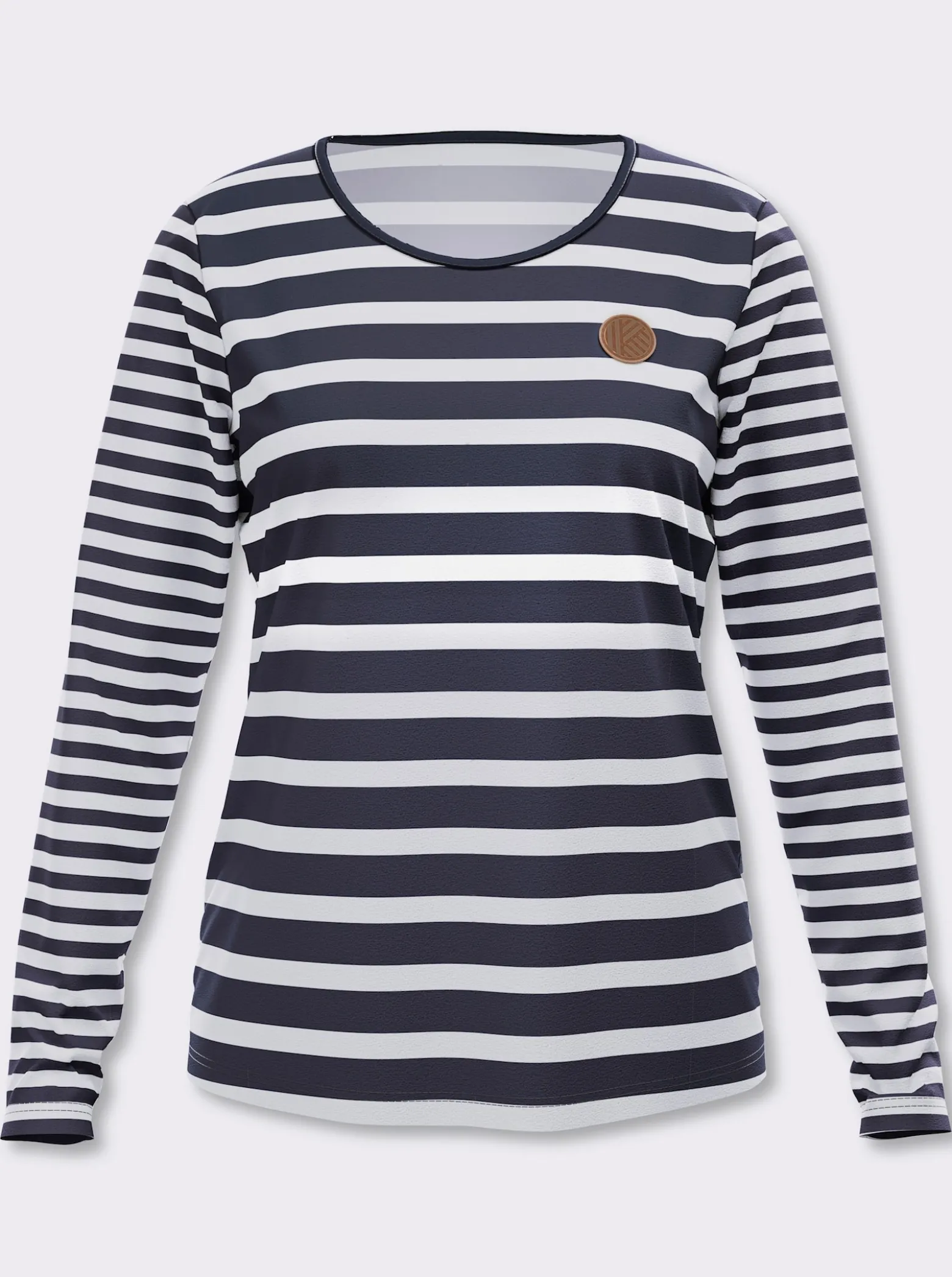 Langarmshirt aus reiner Baumwolle, gestreift