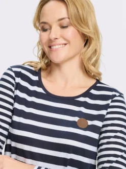 Langarmshirt aus reiner Baumwolle, gestreift