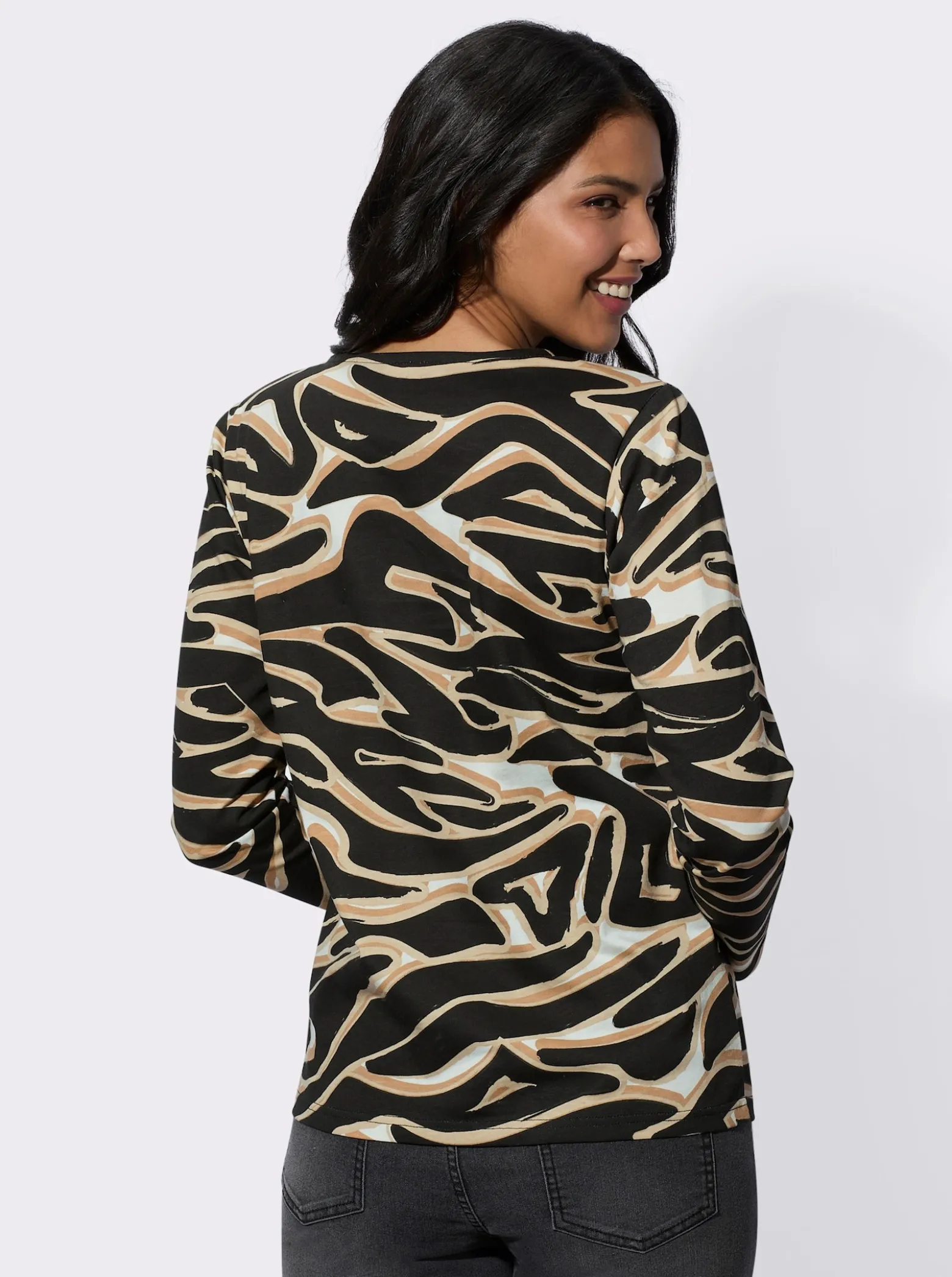 Langarmshirt im Animal-Dessin