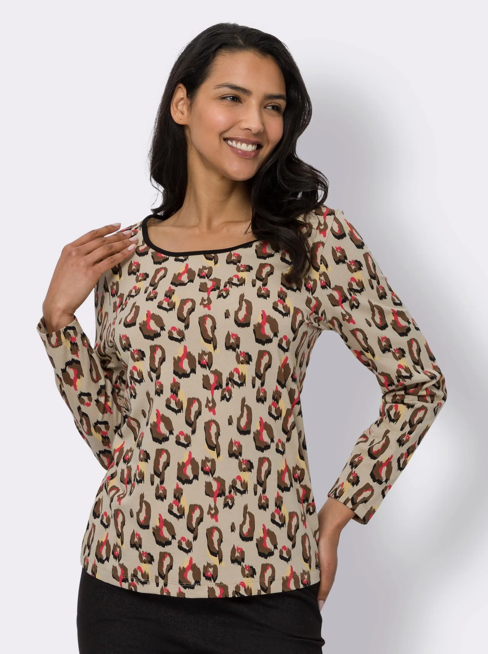 Langarmshirt im Leo-Look