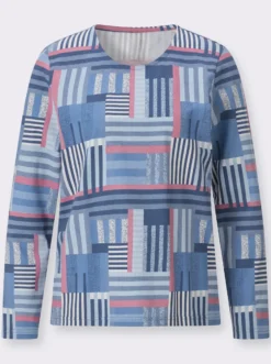 Langarmshirt in gestreifter Patch-Optik